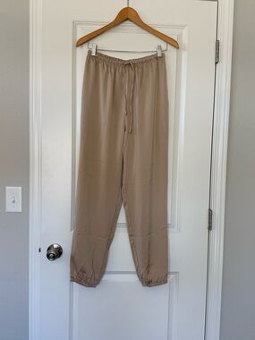 Light Taupe Drawstring Jogger Pants